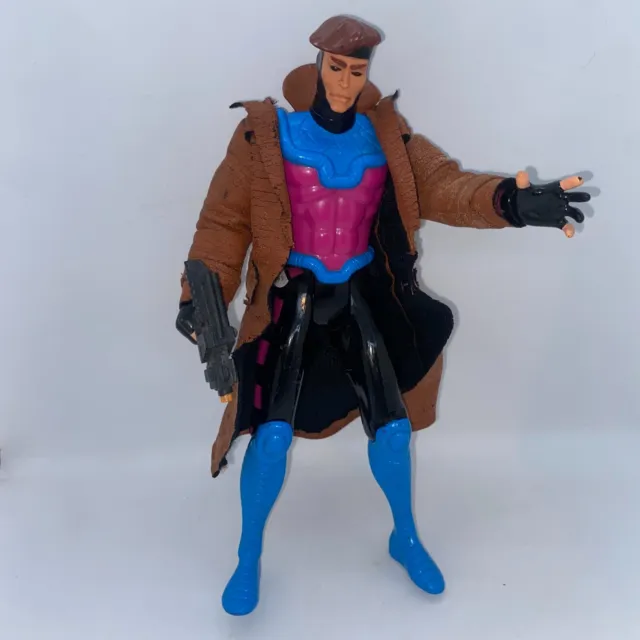 X-Men Gambit Action Figure 10" Vintage Toy Biz Marvel Deluxe 1994 With Gun