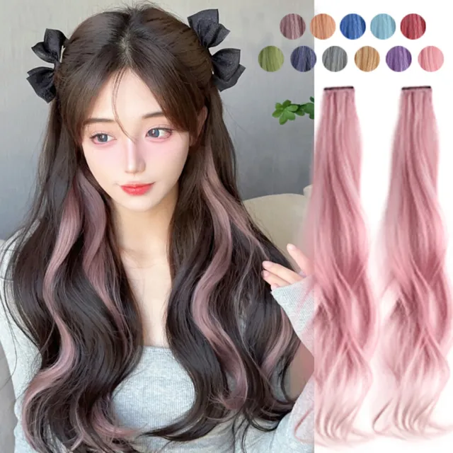 Gradient Color Long Curly Wavy Wig Hair Extensions Clip In Highlight Hair 1 PC