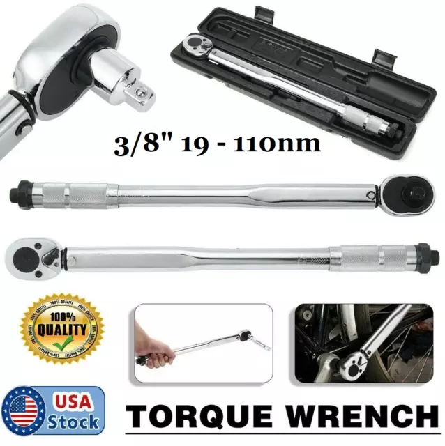 3/8" Torque Wrench Socket Professional Drive Click Micrometer Spanner Ratcheting