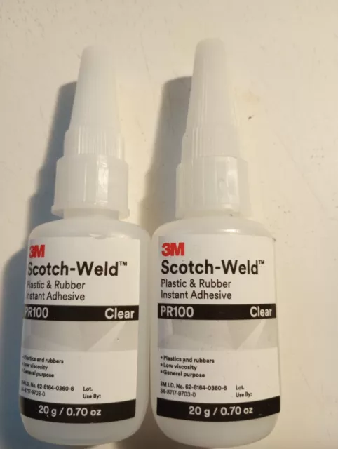 2 - 3M Scotch-Weld Plastic & Rubber Instant Adhesive PR100 Clear Low Viscosity