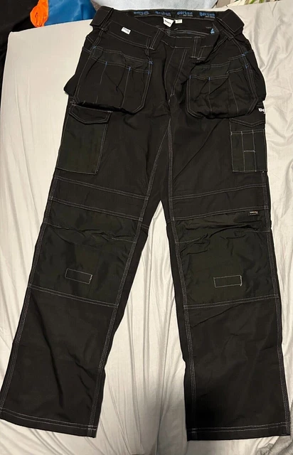 Bertee Cargo Ginocchio Pantaloni da Lavoro Ginocchiaia Vita Nera 40R, Gamba: 31