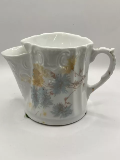 ANTIQUE SHAVING MUG Floral Vintage Scuttle PORCELAIN  #104