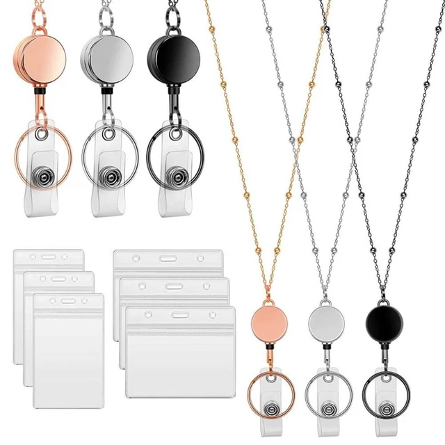 porta distintivo con collana distintivo rotolo cordino con titolari di carta d'identità