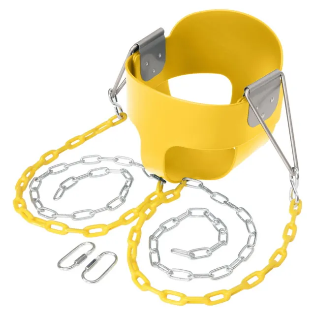 Toddler Swing - Heavy Duty, High Back Coated Chains Full Bucket Baby Swing Seat
