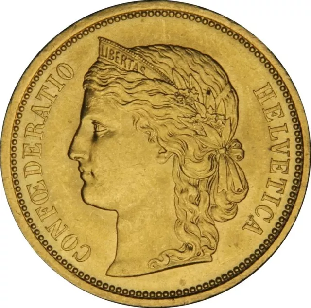 Pièce OR   de 20 F rancs suisse tete Helvetia