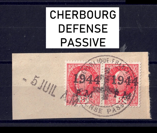 🇫🇷 Superbe TIMBRE PETAIN - LIBERATION CHERBOURG - FRAGMENT - MAYER 300€ 🇫🇷