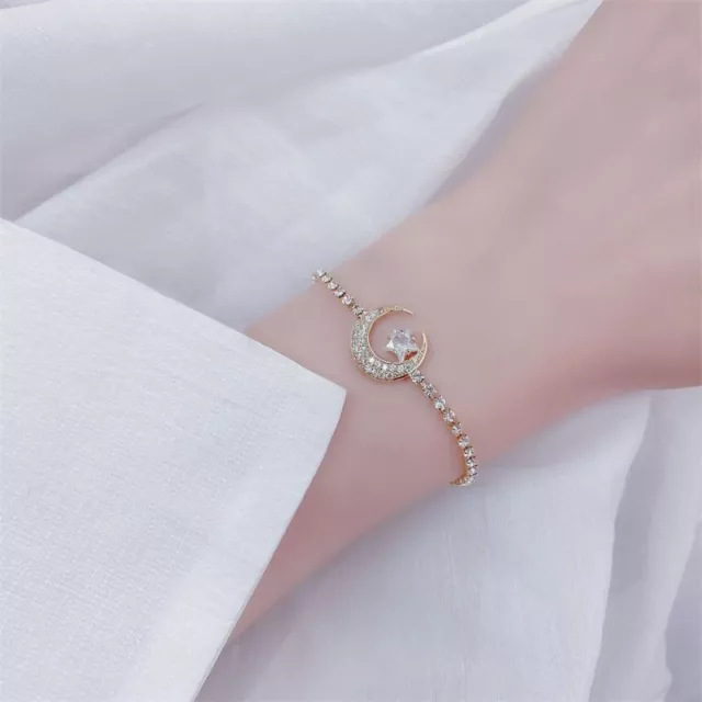 925 Silver Double Layer Zircon Star Butterfly Adjustable Bracelet Women Jewelry 3