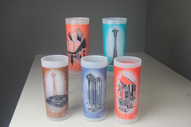 1962 SEATTLE WORLDS FAIR Set of 3 Frosted Collins Glasses Vintage $49.00 -  PicClick