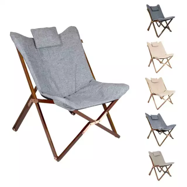 Bo-Camp Chaise de Relaxation Camping Salon Jardin Multi-taille Beige/Gris Bo-Cam