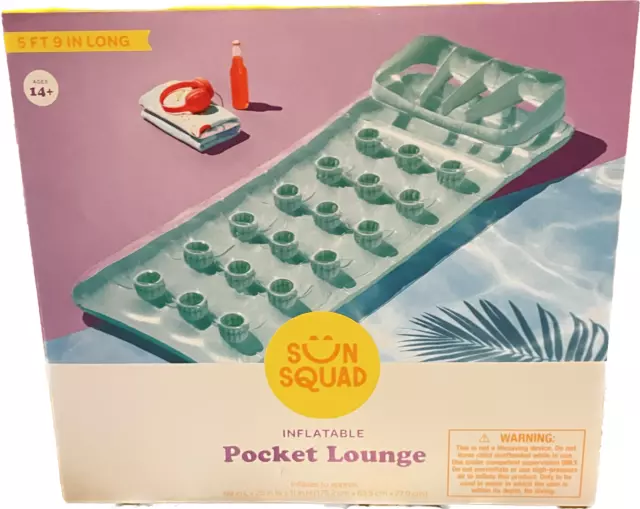 SUN SQUAD INFLATABLE Pocket Lounge Float Pool Swim $13.99 - PicClick