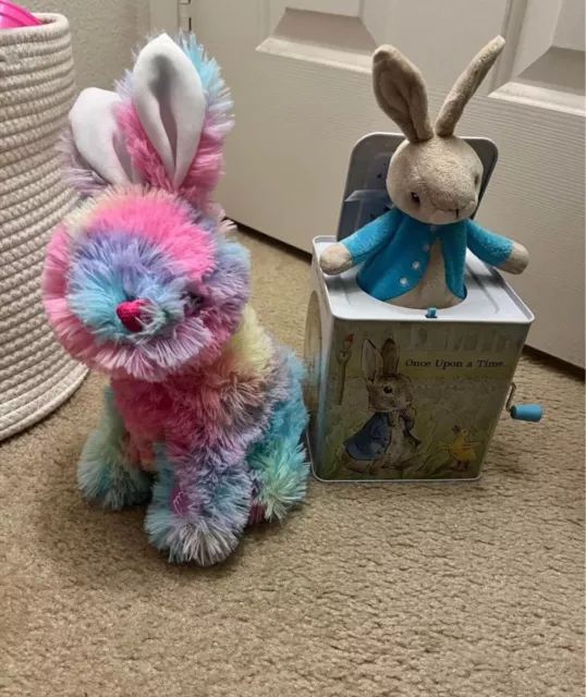 Beatrix Potter Peter Rabbit Jack-in-The-Box, And A Plush Moving Rabbit