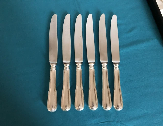 6 grands couteaux de table Modèle FILET / CHINON métal argenté Couvert 25 cm