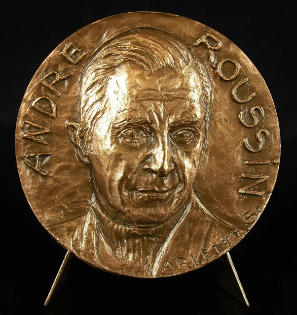 P Roussin MÉDAILLE ANDRÉ ROUSSIN écrivain les oeufs de l'autruche Académie ...