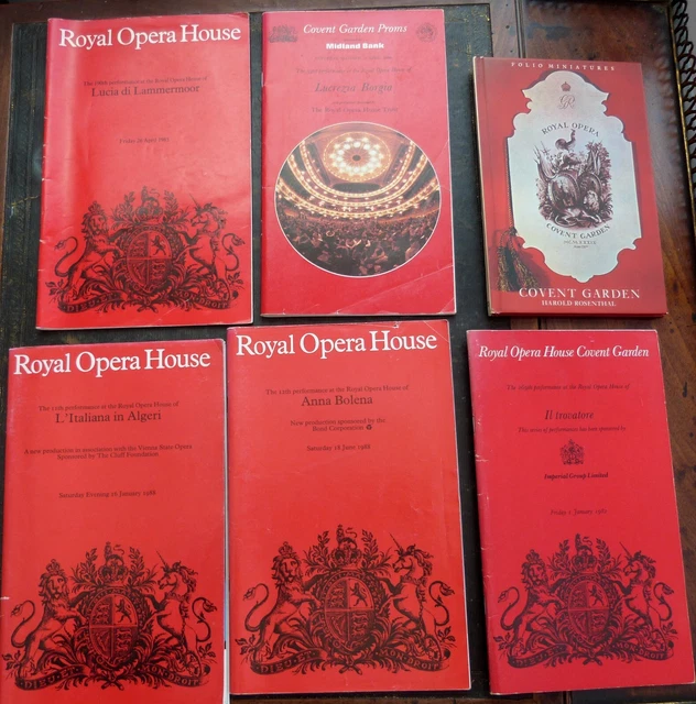 5 x 1980s Royal Opera House Theatre programmes & folio miniatures book.
