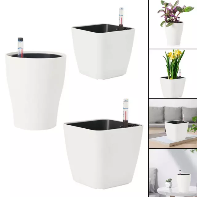 Pots de fleurs à arrosage automatique Pots de plantes en plastique blanc