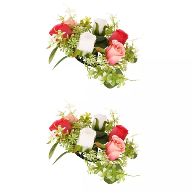 2 Count Silk Flower Candle Decoration Garland Easter Wreaths Rings