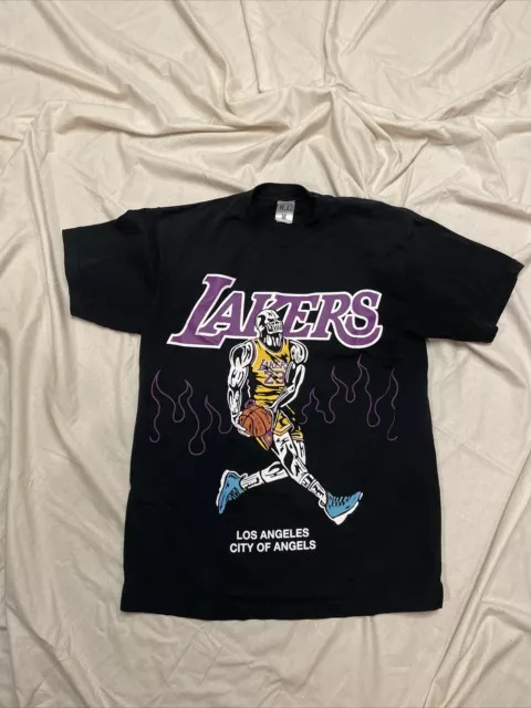 Warren Lotas x NBA Los Angeles Lakers Lebron James Alt Skeleton T Shirt  Size L