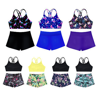 Mädchen Tank Top + Shorts Zweiteiler Badebekleidung Schwimmanzug Yoga Sport Set