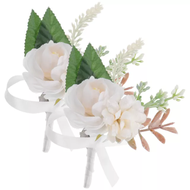 2 Pcs Wrist Flower Corsage Wristlet Props Flowers Man Bridesmaid