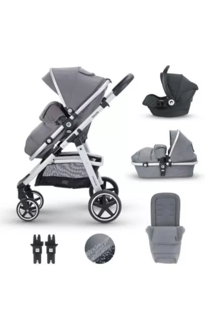 Miniuno Toura Travel System - Grey Herringbone& Black