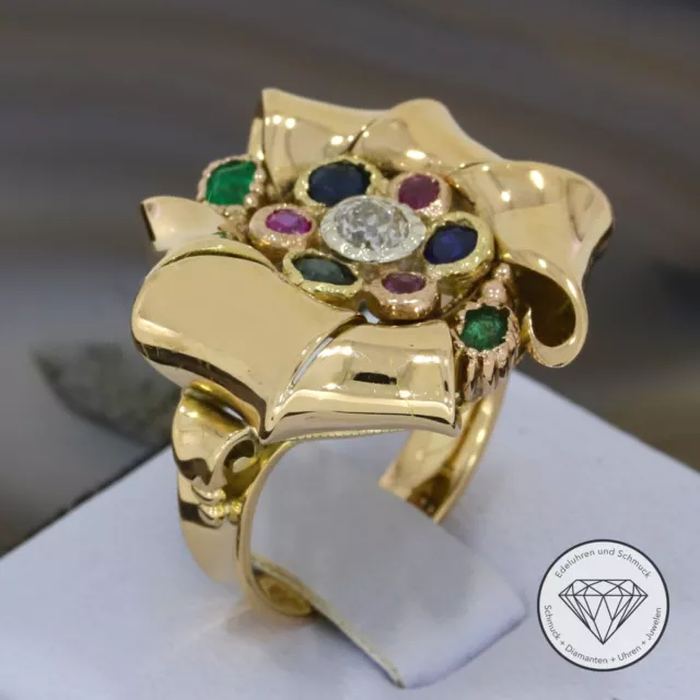 Wert 2.740,- Einzigartiger Edelstein Diamant Ring 750 / 18 Kt Gold floral xxyy