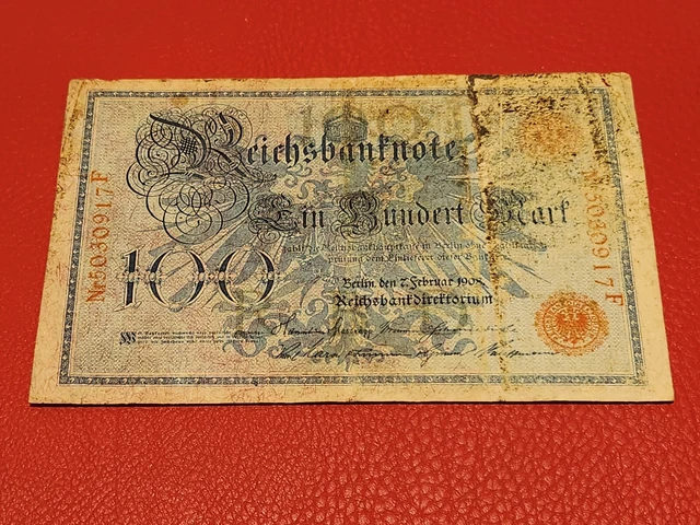 reichsbanknote-100-mark-vom-07-februar-1908-eur-200-00-picclick-de