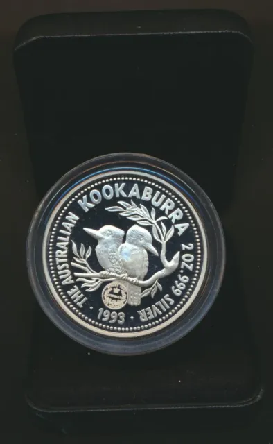 Australia: 1993 $2 2oz Silver Kookaburra Proof, Sydney Mint Sovereign Privy Mark