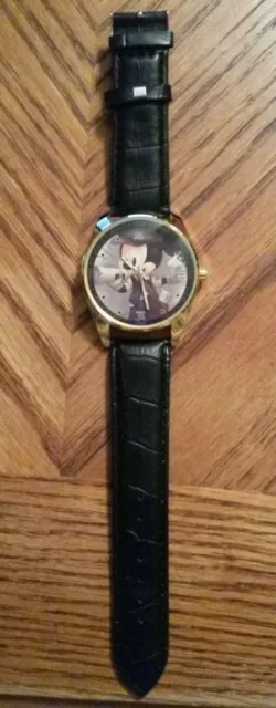 Mickey Mouse Watch Wind up Just a fun Watch Leather Like Band 10" band 1 3/4 Wid