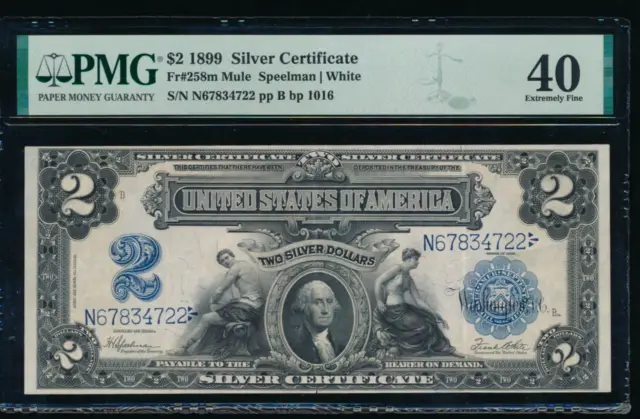 AC Fr 258 1899 $2 Silver Certificate PMG 40