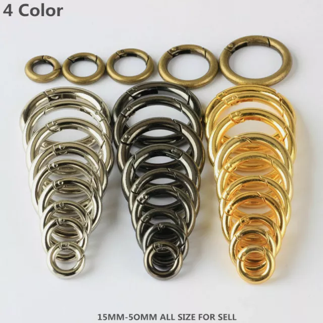 Lot Round Carabiner Camping Push Gate Snap Open Hook Spring Ring 4Color 10-1000x