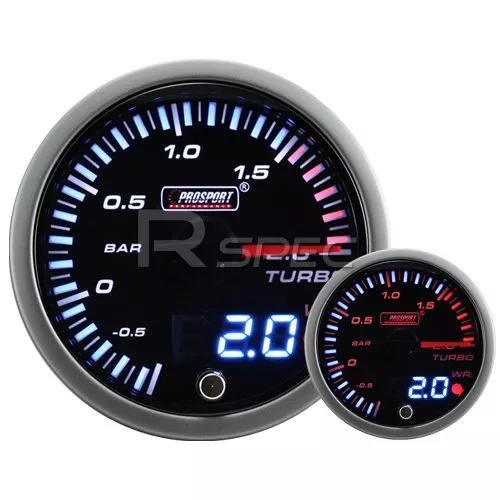 JDM 60mm Smoked Style 2 Bar Boost Dual Stepper Motor Gauge with warning