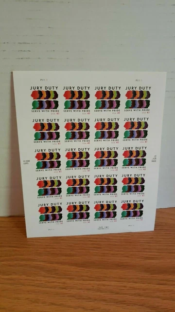 Jury Duty 1 Sheet With 20 Stamps 41 Cents
