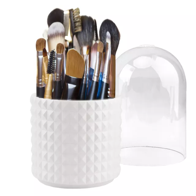 Gift Storage Organizer With Clear Lid Makeup Brush Holder Dustproof 360 Rotating