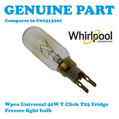 Genuine Whirlpool 40watt USA Fridge Freezer T-Click Lamp Bulb 481213428078 