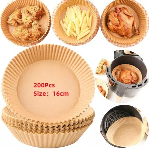 200pcs Air Fryer Disposable Non-Stick Baking Steamer Paper Liner Parchment Round