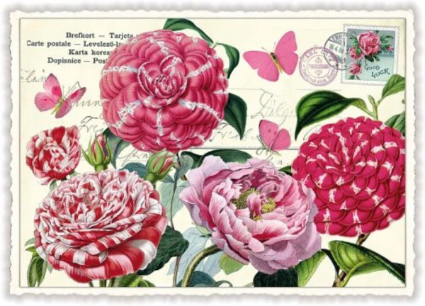 Edition Tausendschön "Blumen" PK796 Postkarte Glitzer Viel Glück