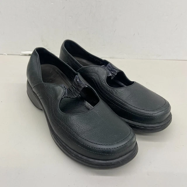 Dansko Black Leather Slip On Casual Mary Jane Clogs Shoes Womens Size 8.5