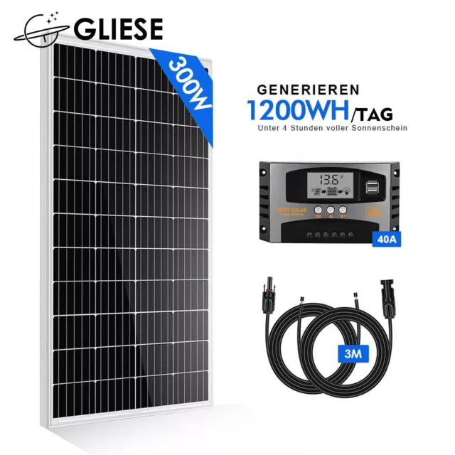 300W 12V Solarpanel-Kit Solaranlage Solarmodul Balkon Photovoltaik Sonnensystem