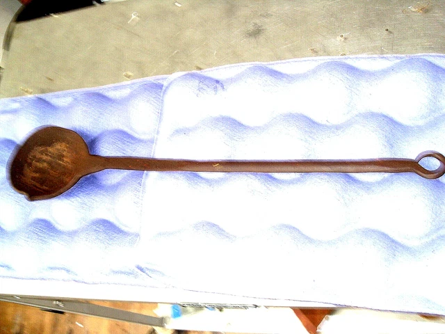 Primitive  Lead Melting 23" Long Antique Hand Forged Cast Iron Ladle  2 1/2 lbs