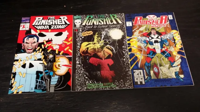 1992 Marvel Comics Lot Of (3) Punisher War Zone #1 Back To School #1 2099 #1
