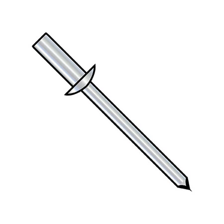 ZORO SELECT SDSC42 Blind Rivet, Domed Head, 1/8 in Dia., .275 in L, Steel Body,