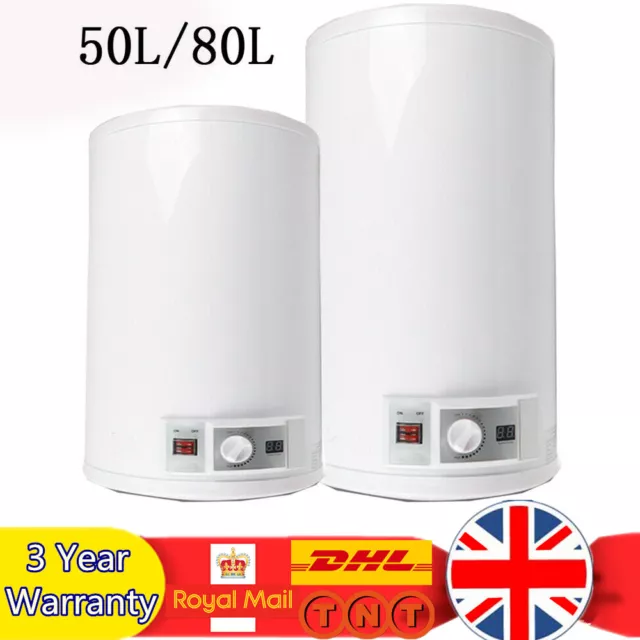 50/80 L Electric Hot Water Heater Boiler Cylinder Storage Tank LED Display Home