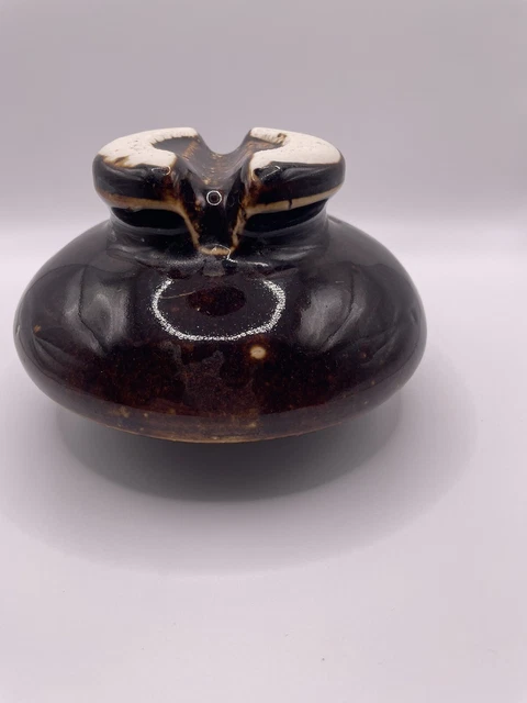 Large Vintage Brown Porcelain High Voltage Power Line Insulator 1