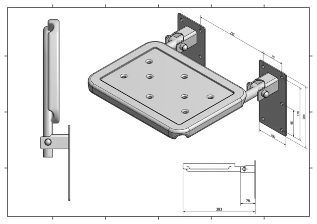 Stabile Sedile Doccia Sgabello Doccia Bianco Fino 120 KG Sedia Doccia Ce 3