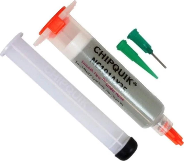 Chip Quik NC191AX35 Smooth Flow Leaded Solder Paste Sn63/Pb37 T4 35g Syringe