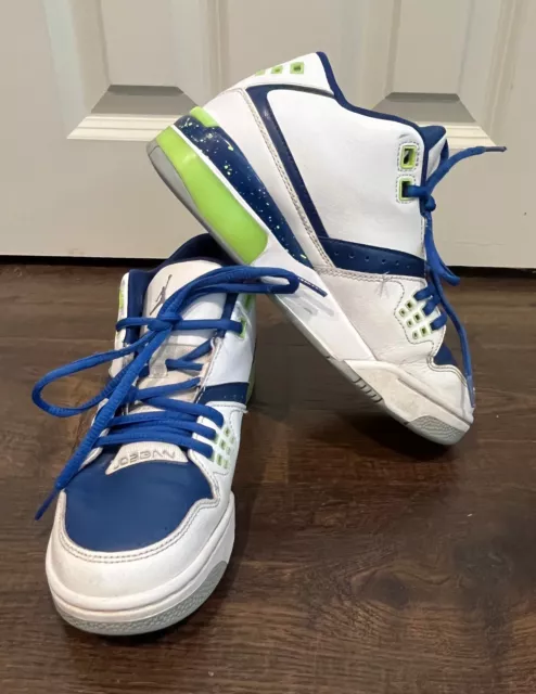 Boys Nike Air Jordan Flight 23 317821-118 White Blue Green Sneakers Shoes 4.5 Y