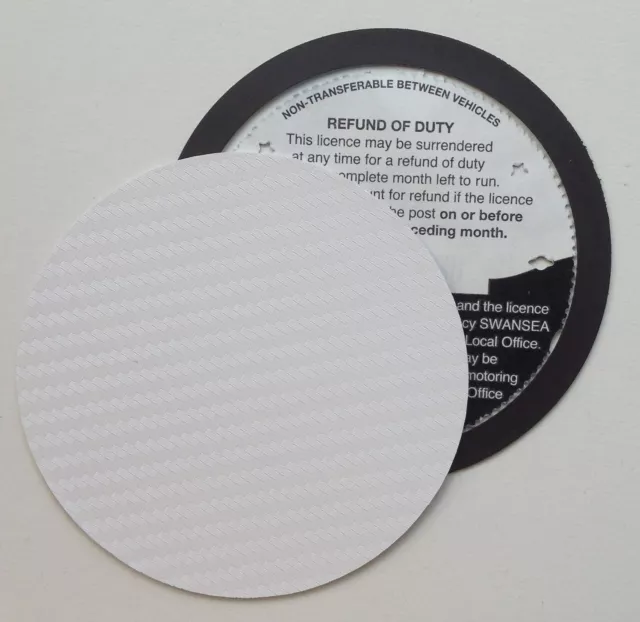 magnetic tax disc holder WHITE carbon fibre Fits any car