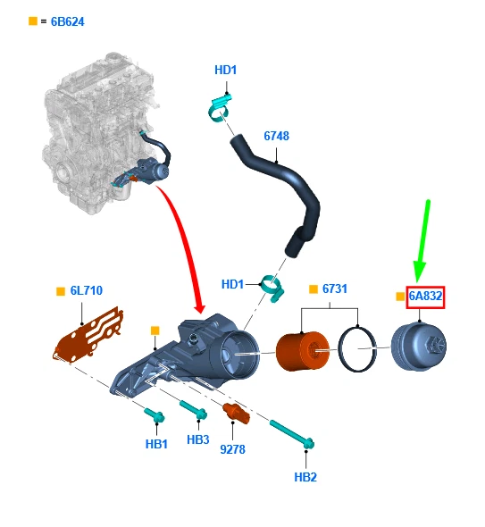 FORD RANGER T6 MK1 Oil Filter Cover 1720609 BB3Q6737BA NEW GENUINE £