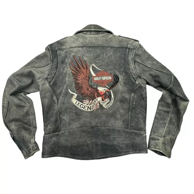 HARLEY DAVIDSON Leather Jacket Mens M Legendary Eagle Embroidered Distressed