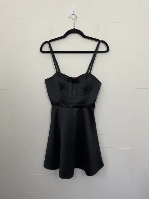 Forever 21 Exclusive Black Satin Fit & Flare Sleeveless Mini Dress ~ Size S